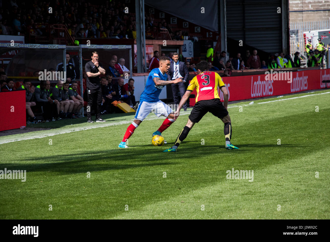 Glasgow, Schottland, Vereinigtes Königreich. 7. Mai 2017. Partick Thistle V Glasgow Rangers SPFL Sonntag, 7. Mai 2017 - Tore von Doolan, McKay und Garner sah das Spiel Ende 2-1 bis Rangers. Bildnachweis: Barry Cameron/Alamy Live-Nachrichten Stockfoto