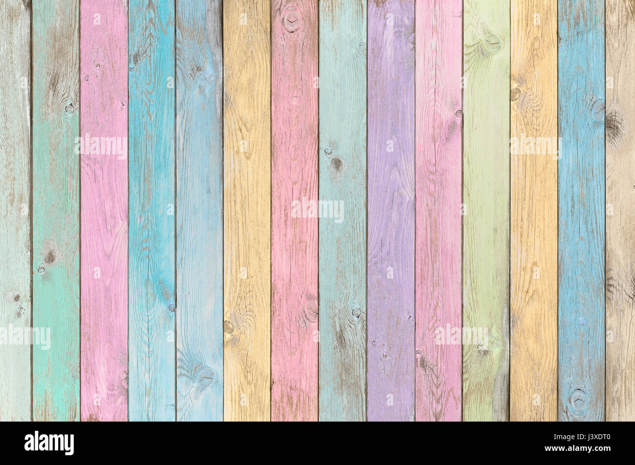 bunte Pastellfarben Holzplanken Textur oder Hintergrund Stockfoto