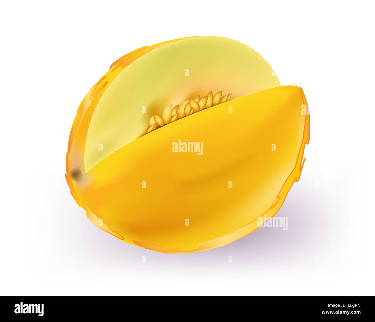 Gelbe Honigmelone auf weißem Hintergrund Stockfoto