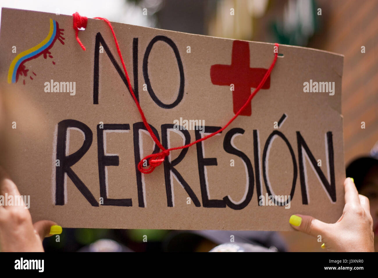 Ein politisches Zeichen dafür, dass es in Englisch geschrieben hat "nicht mehr Repression" Stockfoto