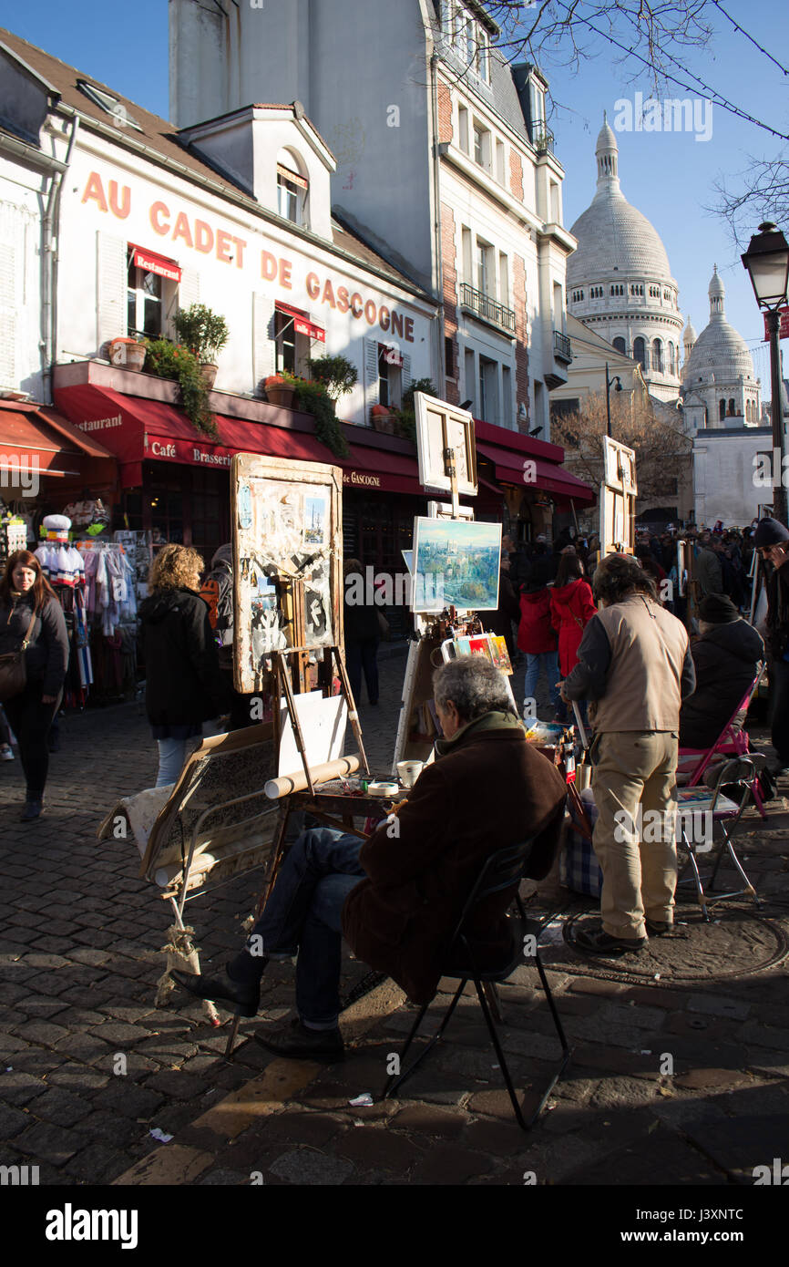 Place du Tertre Butte Montmartre Pres du Sacre coeur Stockfoto