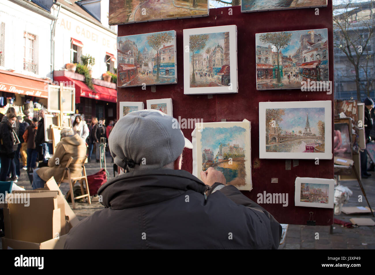 Place du Tertre Butte Montmartre Pres du Sacre coeur Stockfoto