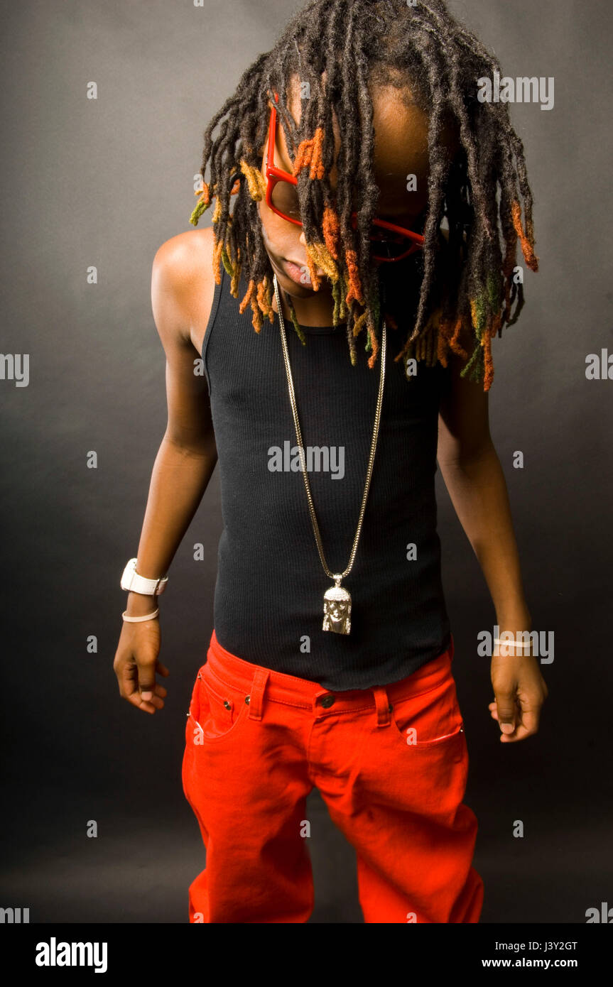 Lil Chuckee von Lil Waynes Young Money Entertainment exklusive Studio-Porträt am 29. März 2009 in Los Angeles. Stockfoto