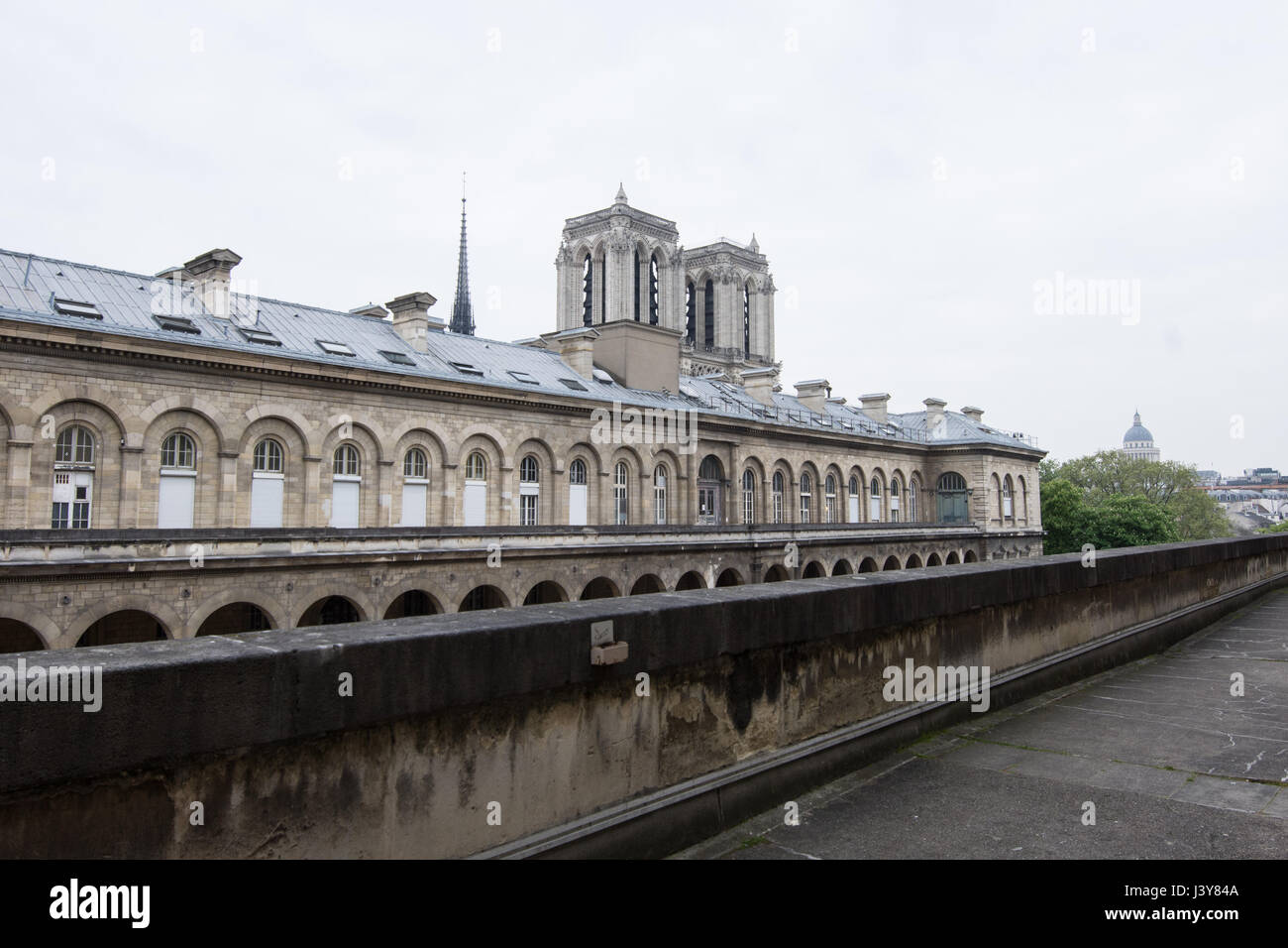 Blick auf Notre-Dame vom Hotel-Dieu innere Brücke Stockfoto