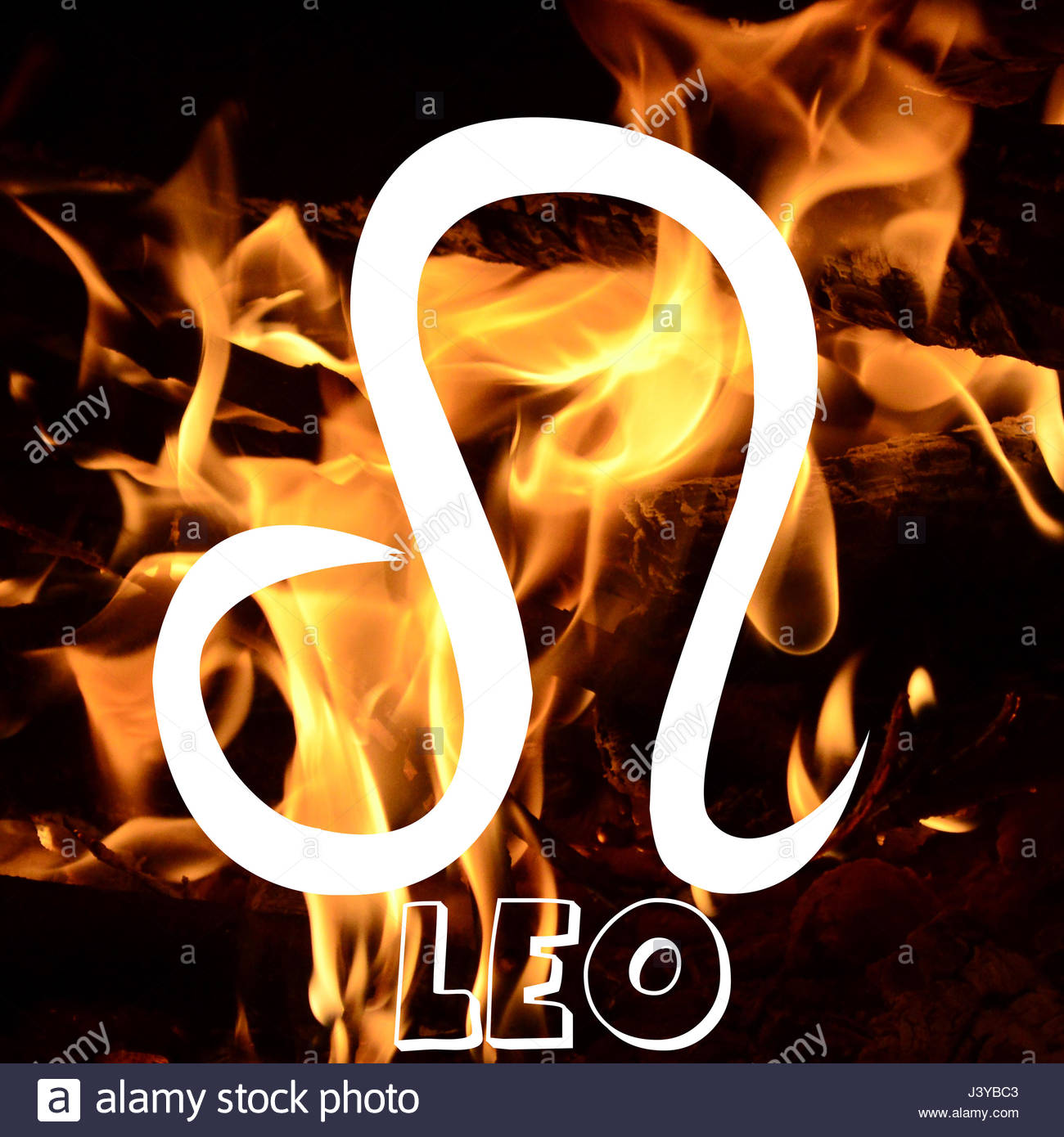 Löwe Sternzeichen auf Feuer Element Hintergrund Stockfoto, Bild