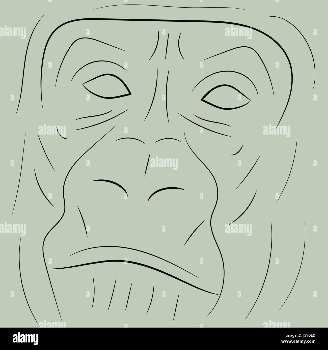 Einfache Gorilla Porträt Skizze oder Symbol Stock Vektor