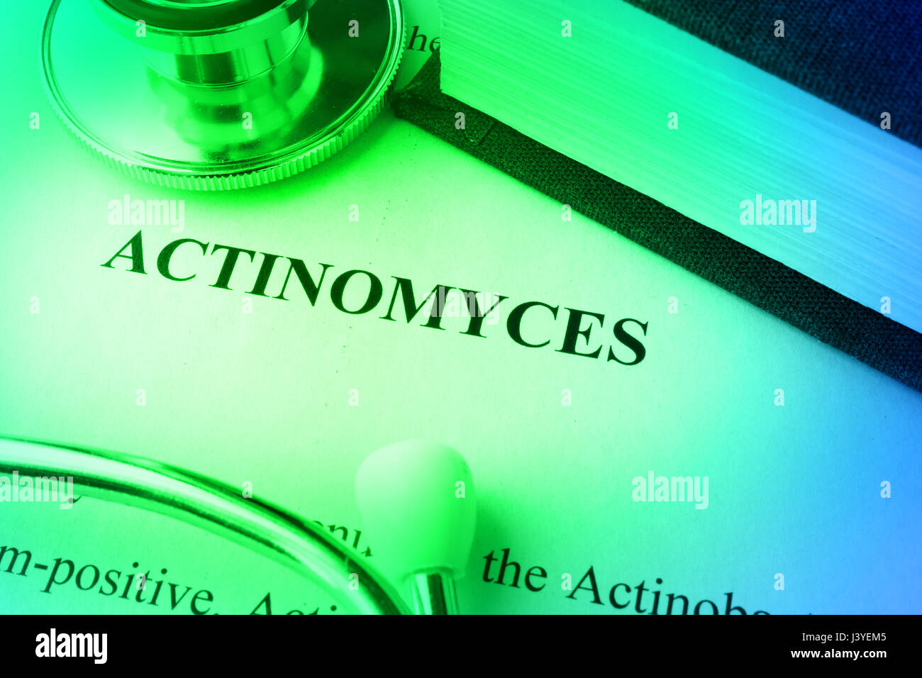 Dokument mit Diagnose Actinomyces in einem Krankenhaus. Stockfoto
