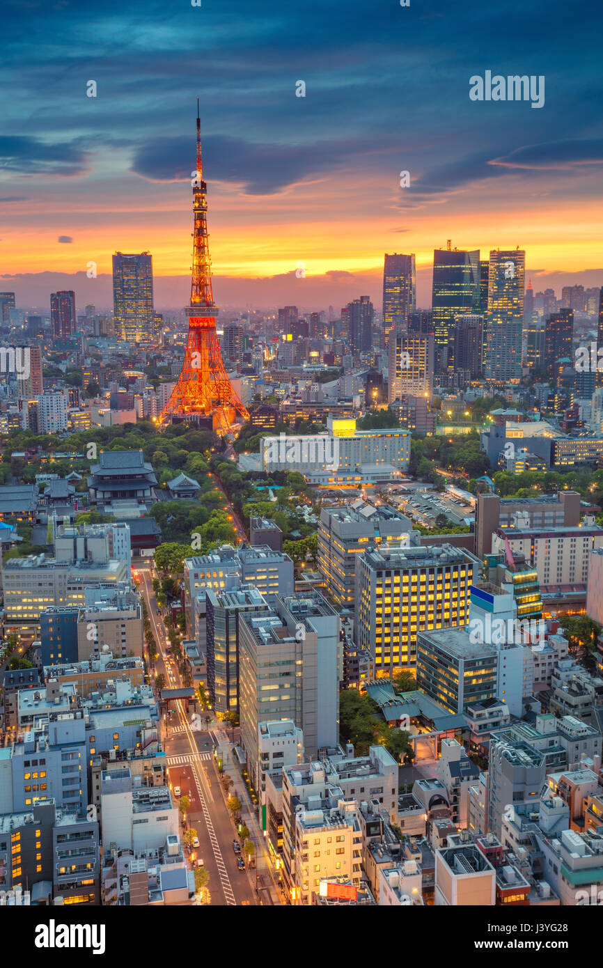 Tokyo. Stadtbild Bild von Tokio, Japan während des Sonnenuntergangs. Stockfoto
