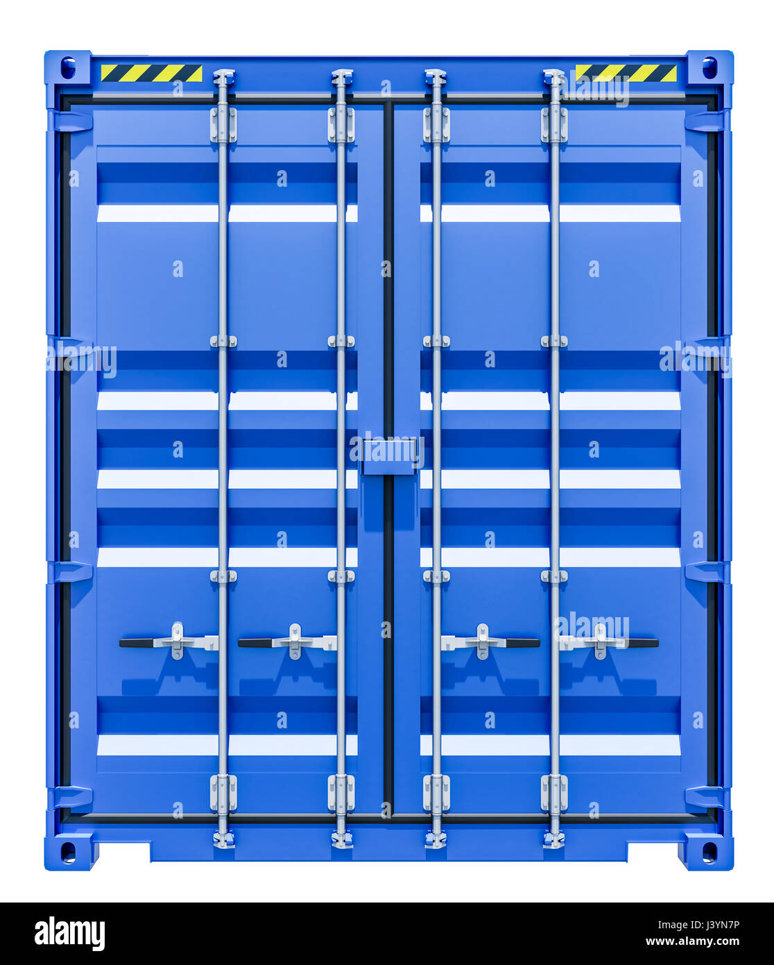 Blaue Versandbehälter Stockfoto
