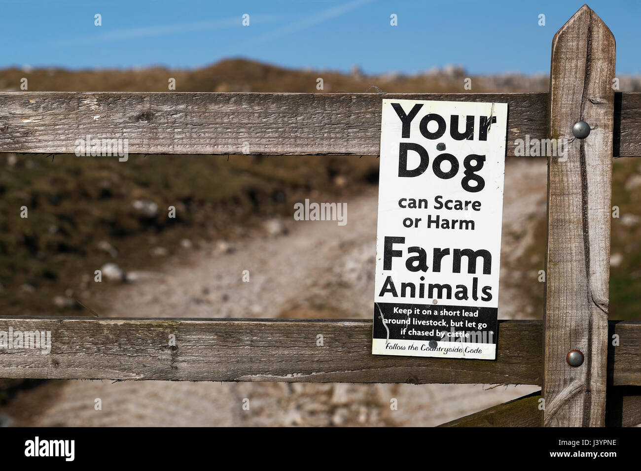 Tierische Hinweisschild auf einem Hof in der Yorkshire Dales. Stockfoto