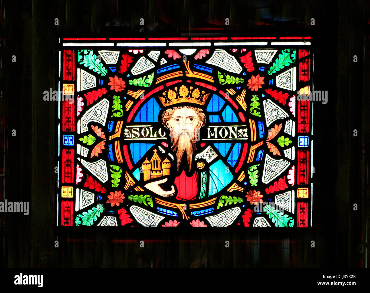 Solomon, König von Israel, Details aus der Geschichte von Ruth, gebeizt Glas Fenster, Sculthorpe, Norfolk, England, UK Stockfoto