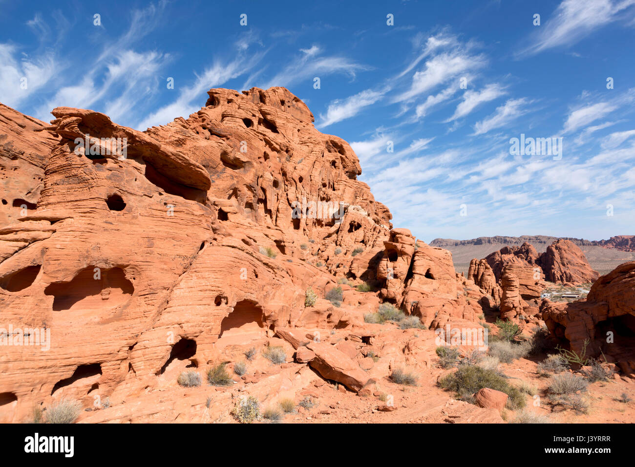 Roter Sandstein-Formationen im Valley of Fire State Park, Nevada, USA. Stockfoto