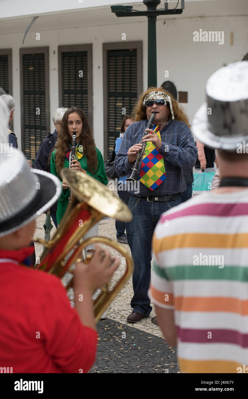 Musiker in einer Straße Band in Funchal, Madeira Stockfoto