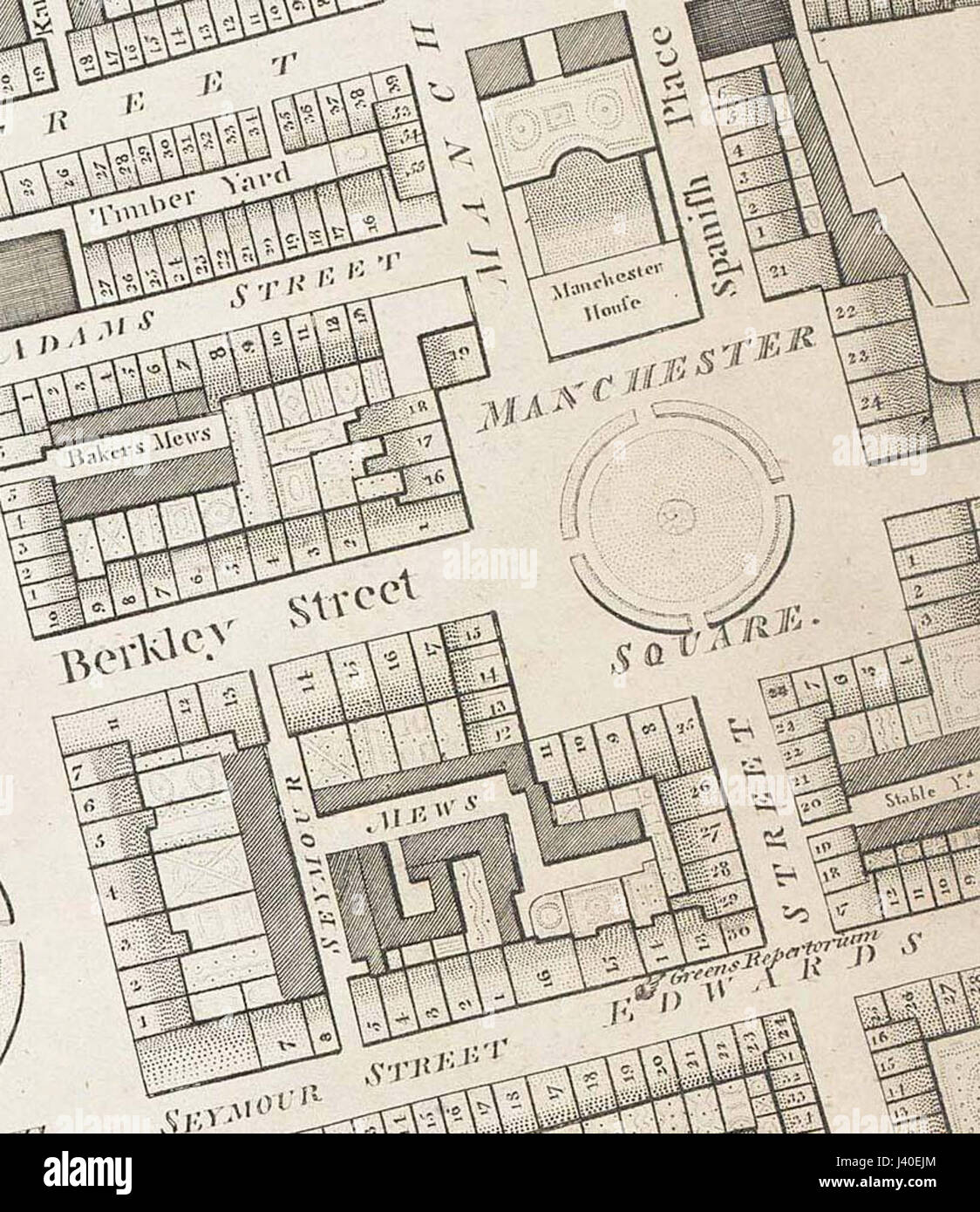 Manchester Square 1799 bearbeitet Stockfoto