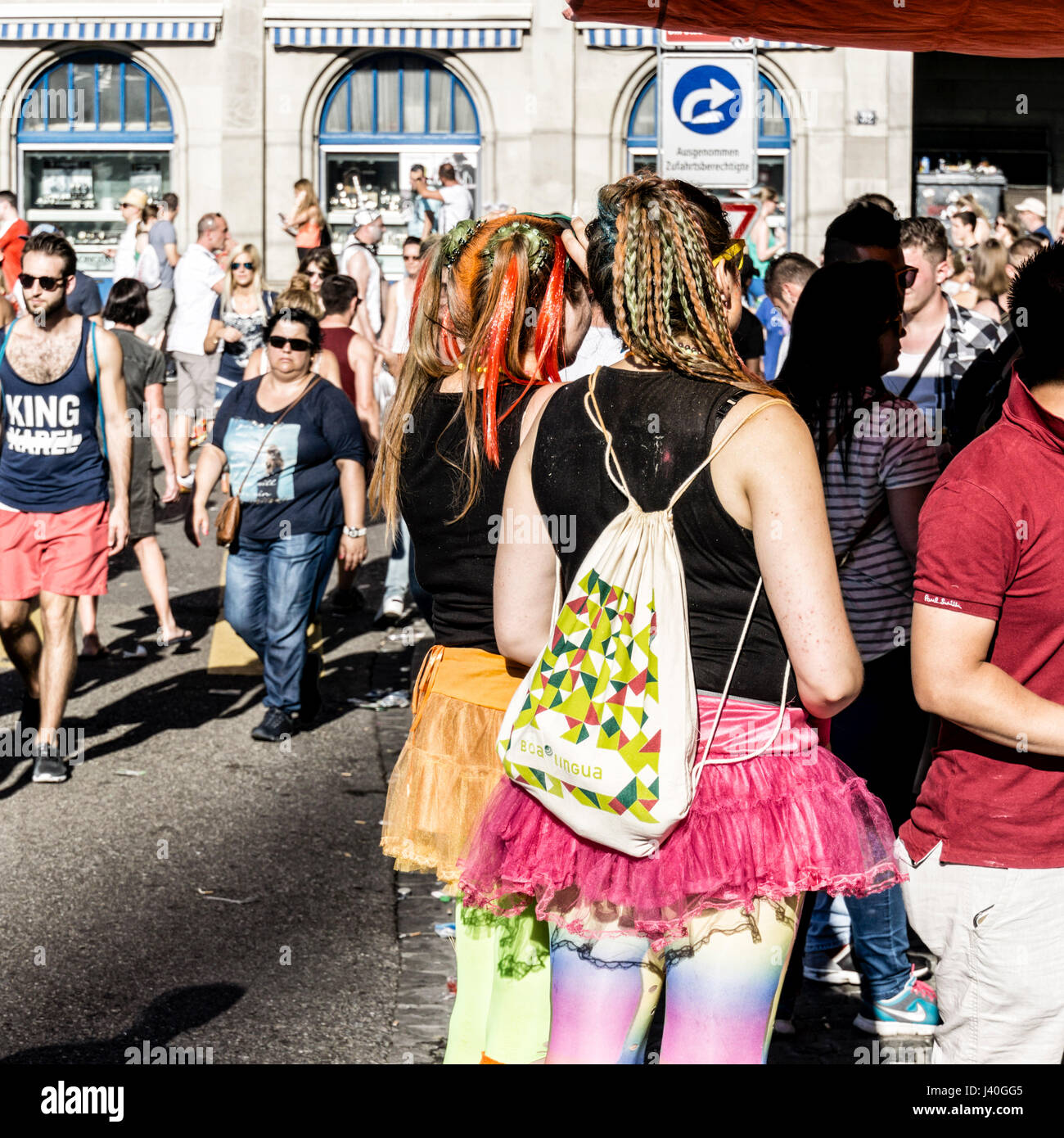 Partyvolk, Streetparade, Zürich, Schweiz Stockfoto