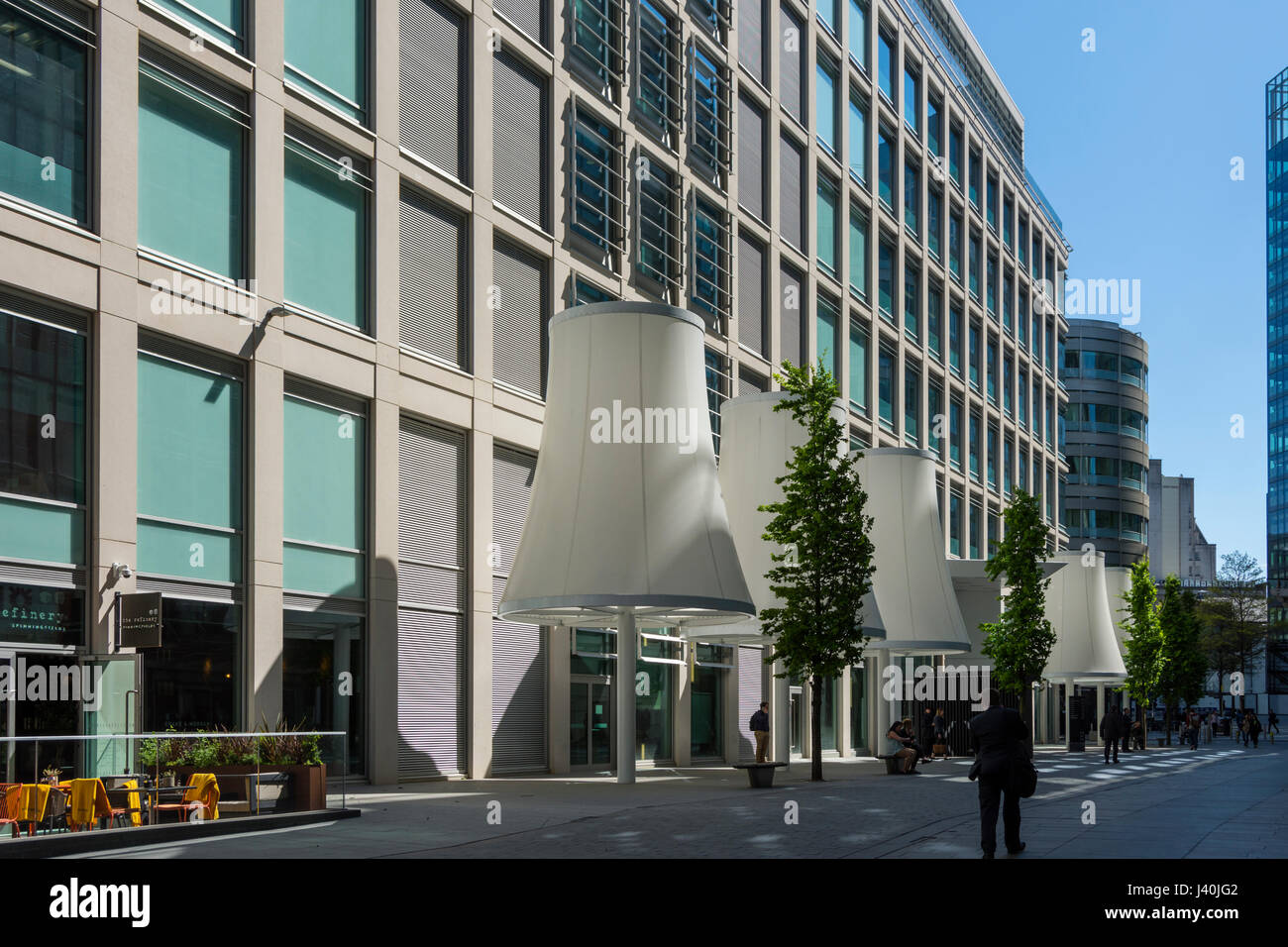 "Baumwolle bobbin' Features außerhalb der XYZ, Gebäude, Spinningfields, Manchester, England, UK Stockfoto