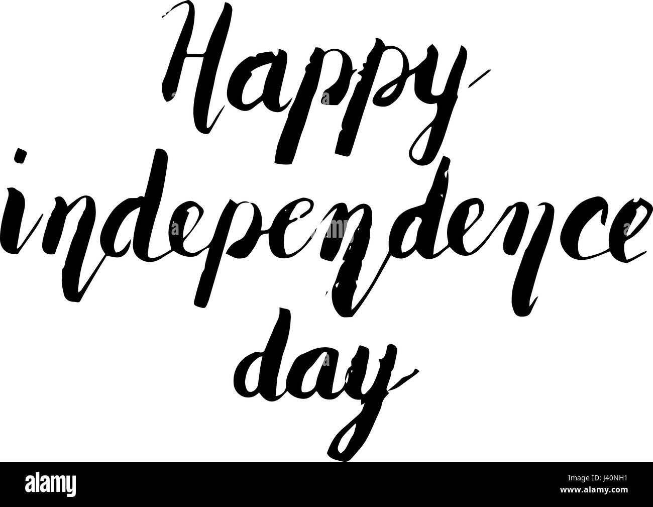 Happy Independence Day Karte. Moderne Bürste Kalligraphie. Handgezeichnete Schriftzug Hintergrund. Tinte-Abbildung. Isoliert auf weißem Hintergrund. Stock Vektor