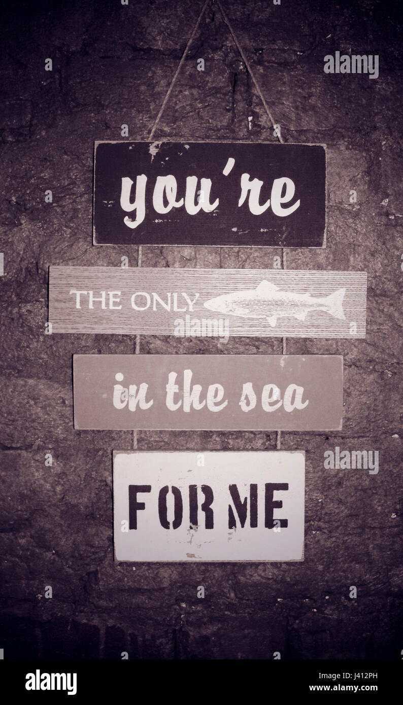 Du bist der einzige Fisch im Meer Liebe Spruch Stockfoto