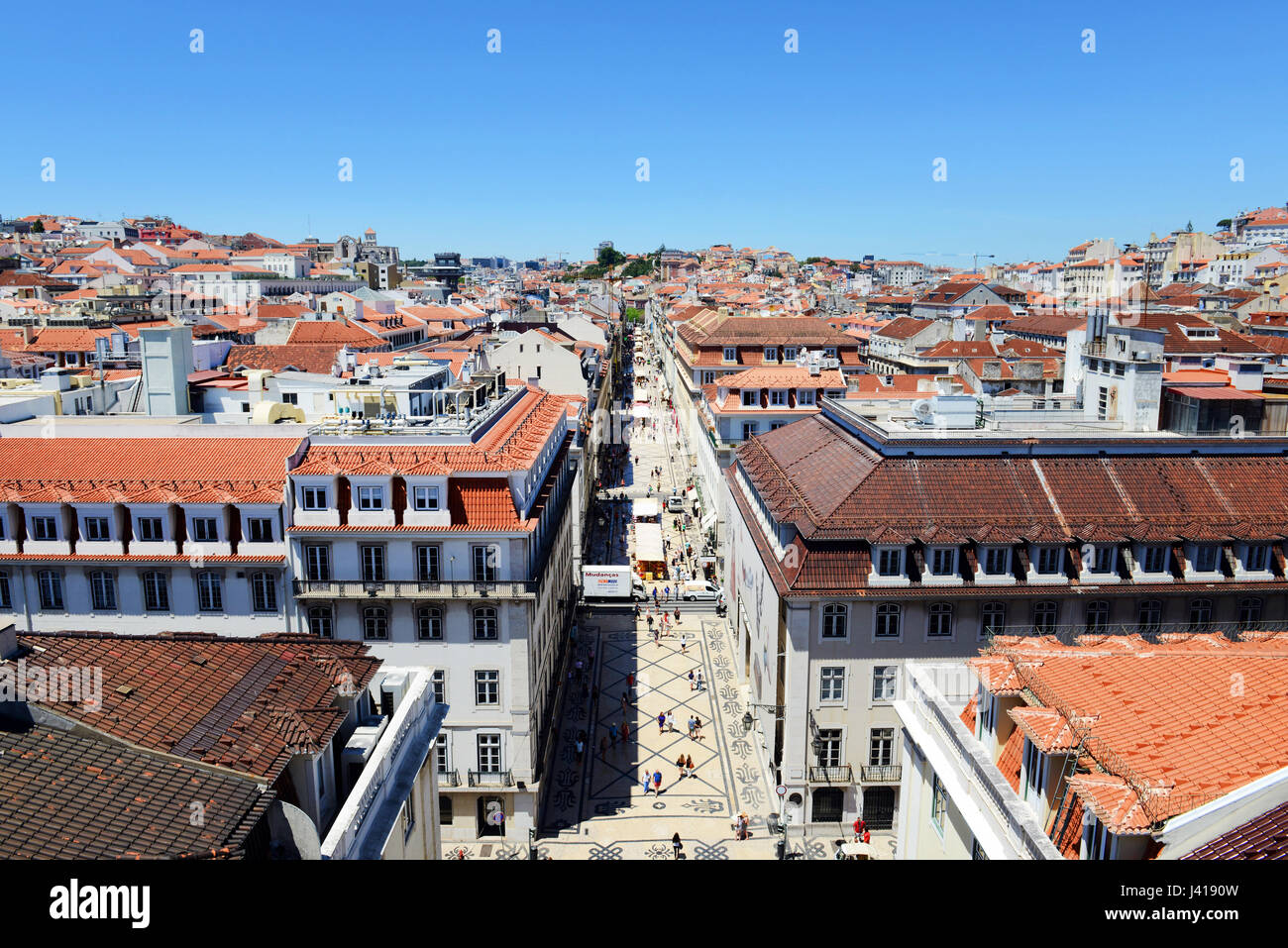 Rua Augusta Street im Zentrum von Lissabon. Stockfoto