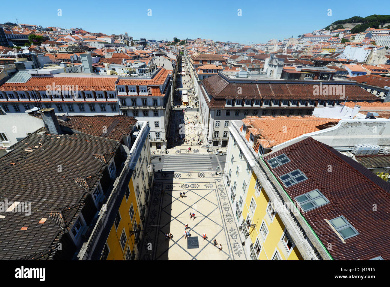 Rua Augusta Street im Zentrum von Lissabon. Stockfoto