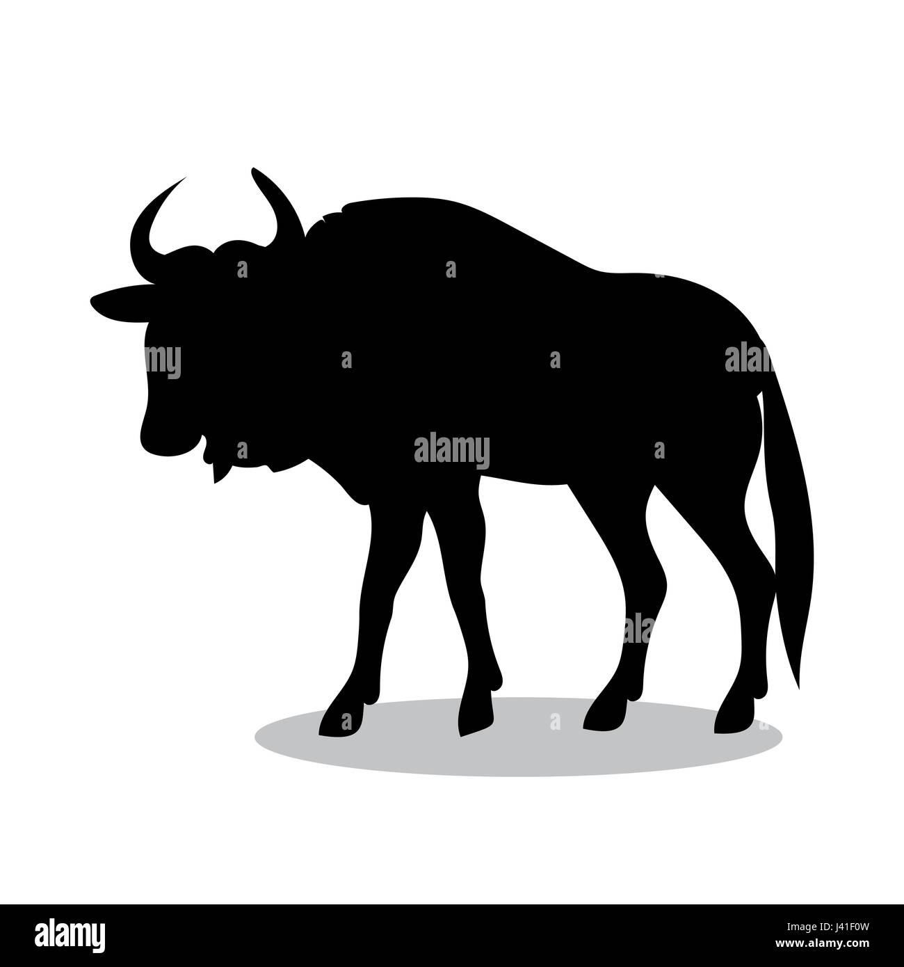 Gnus Antilopen Säugetier schwarze Silhouette Tier Stock Vektor