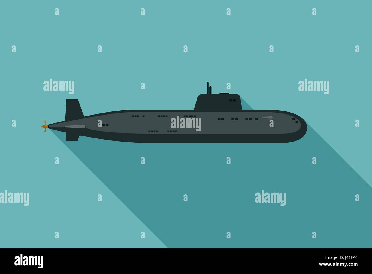 U-Boot mit langen Schatten Stock Vektor
