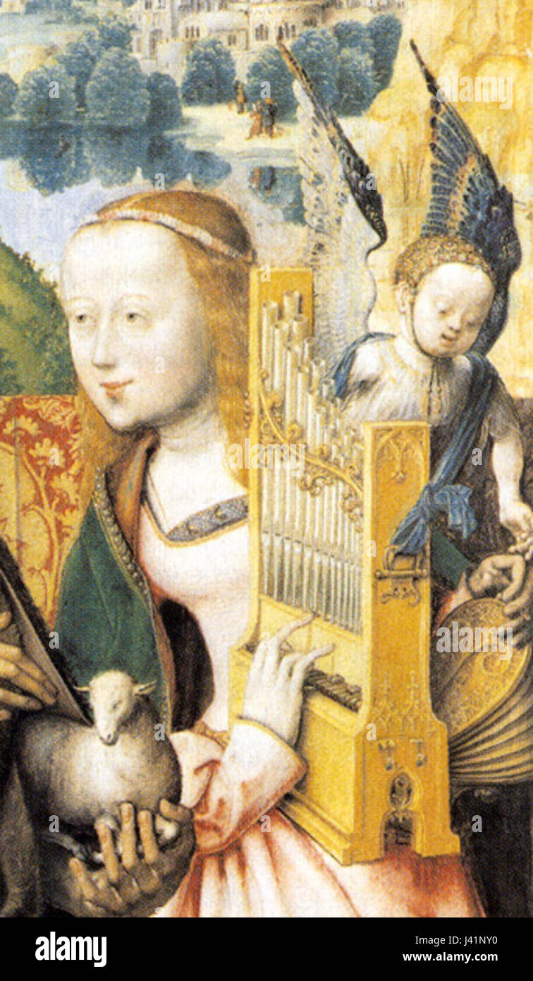 „Meister des Bartholomäus St. Cecile“ bezieht sich auf einen anonymen Künstler, möglicherweise aus der Renaissance oder dem Mittelalter, der für seine Darstellungen des Heiligen Cecile bekannt ist. Ihr Werk ist wahrscheinlich religiöser Natur und zeigt heilige Figuren oder Themen. Stockfoto