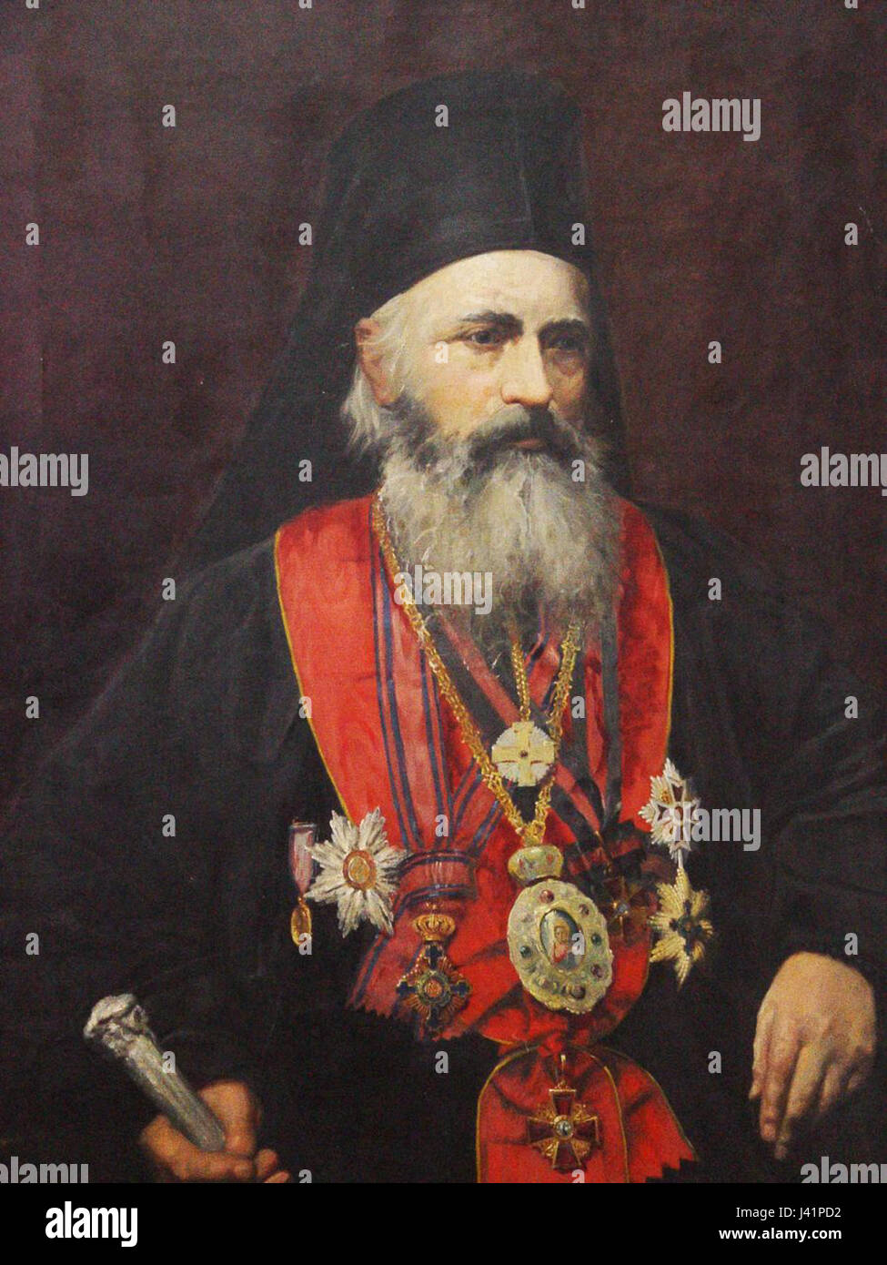 Melchisedec, eine biblische Figur aus dem Buch Genesis, ist bekannt als König von Salem und Priester des Allerhöchsten Gottes. Er ist berühmt für seinen Segen Abraham und als Symbol für Gerechtigkeit und Frieden in religiösen Texten. Stockfoto