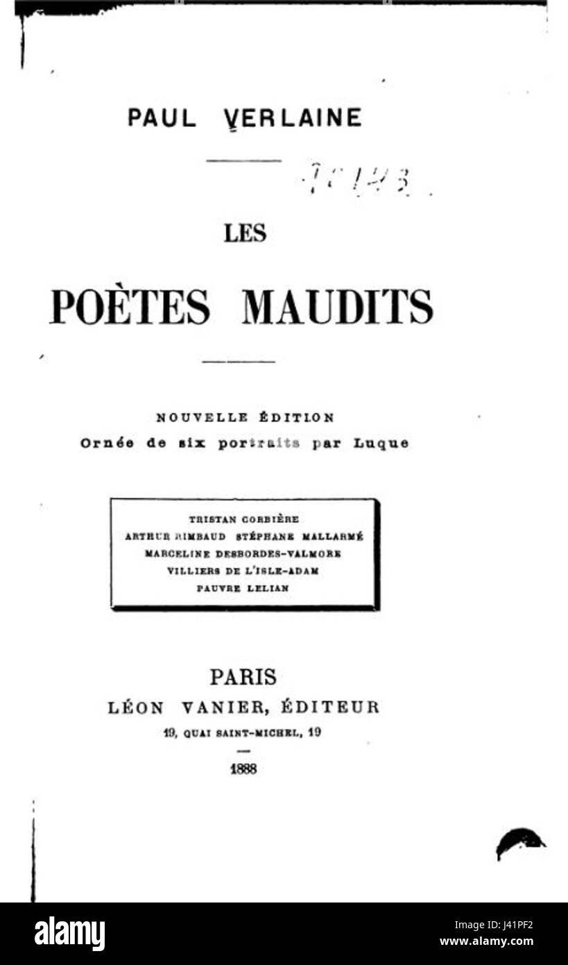 Les Poetes Maudits (Auflage 1888) Stockfoto