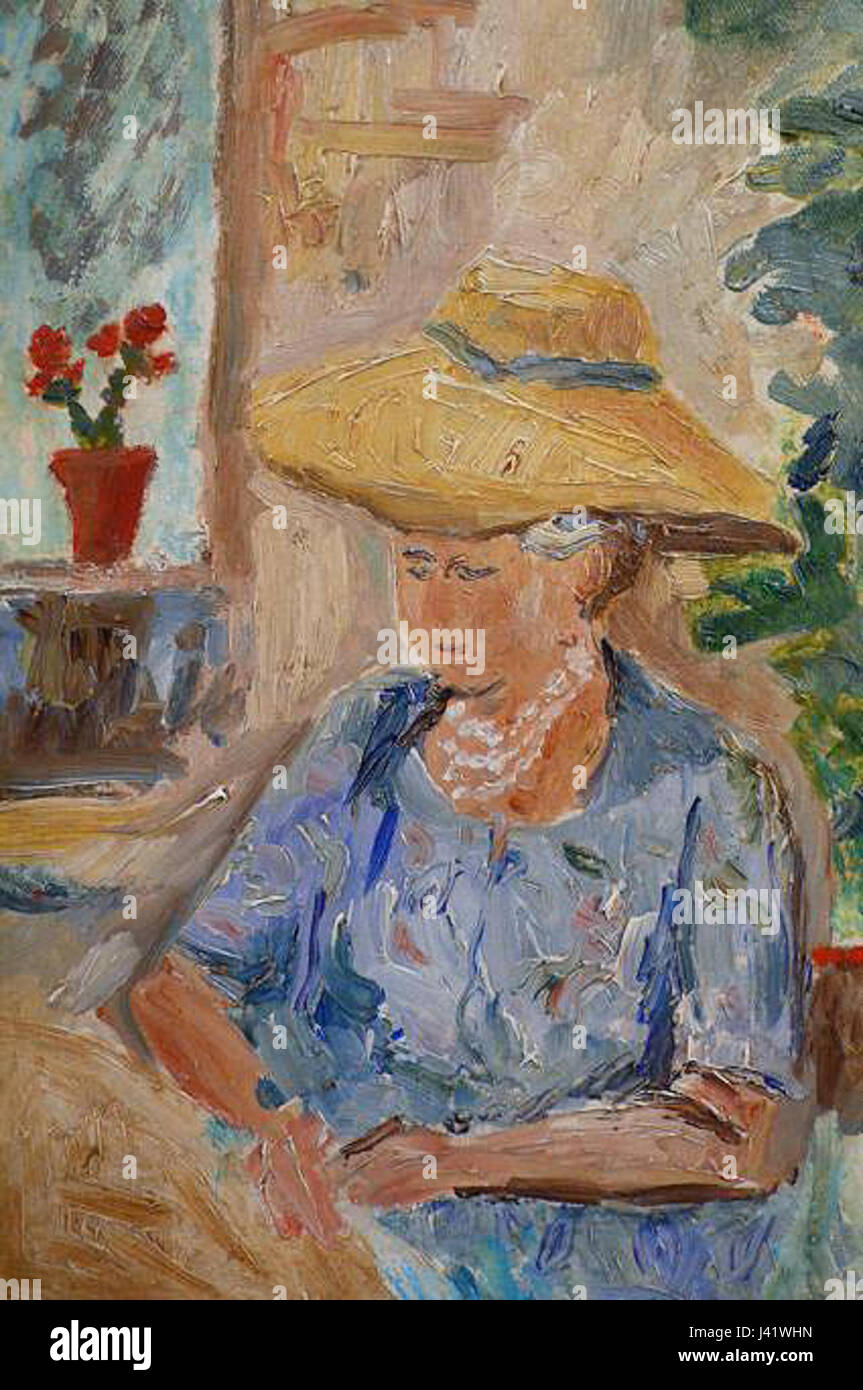 Femme au Chapeau ist ein Porträtbild von Louis Hayet, einem französischen Künstler, der mit der postimpressionistischen Bewegung in Verbindung steht. Das Kunstwerk zeigt eine Frau, die einen Hut trägt. Sie zeichnet sich durch lebhafte Farben und lose Pinselstriche aus, die typisch für Hayet sind. Das Gemälde veranschaulicht den Einfluss des Post-Impressionismus, dessen Fokus auf Emotion und Individualität über strengen Realismus liegt. Stockfoto