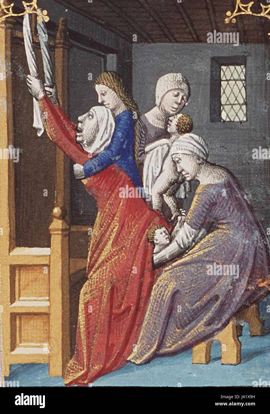 Maitre Geburt von Esau und Jakob (Detail) Stockfoto