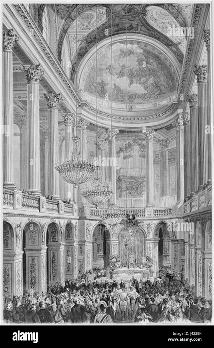 La Remise des barrettes aux nouveaux cardinaux par Mac Mahon stellt die Zeremonie dar, bei der neue Kardinäle ihre roten Hüte erhalten, ein bedeutendes Ereignis in der römisch-katholischen Kirche. Diese Zeremonie markiert ihre Erhebung zum Kardinalskollegium. Stockfoto