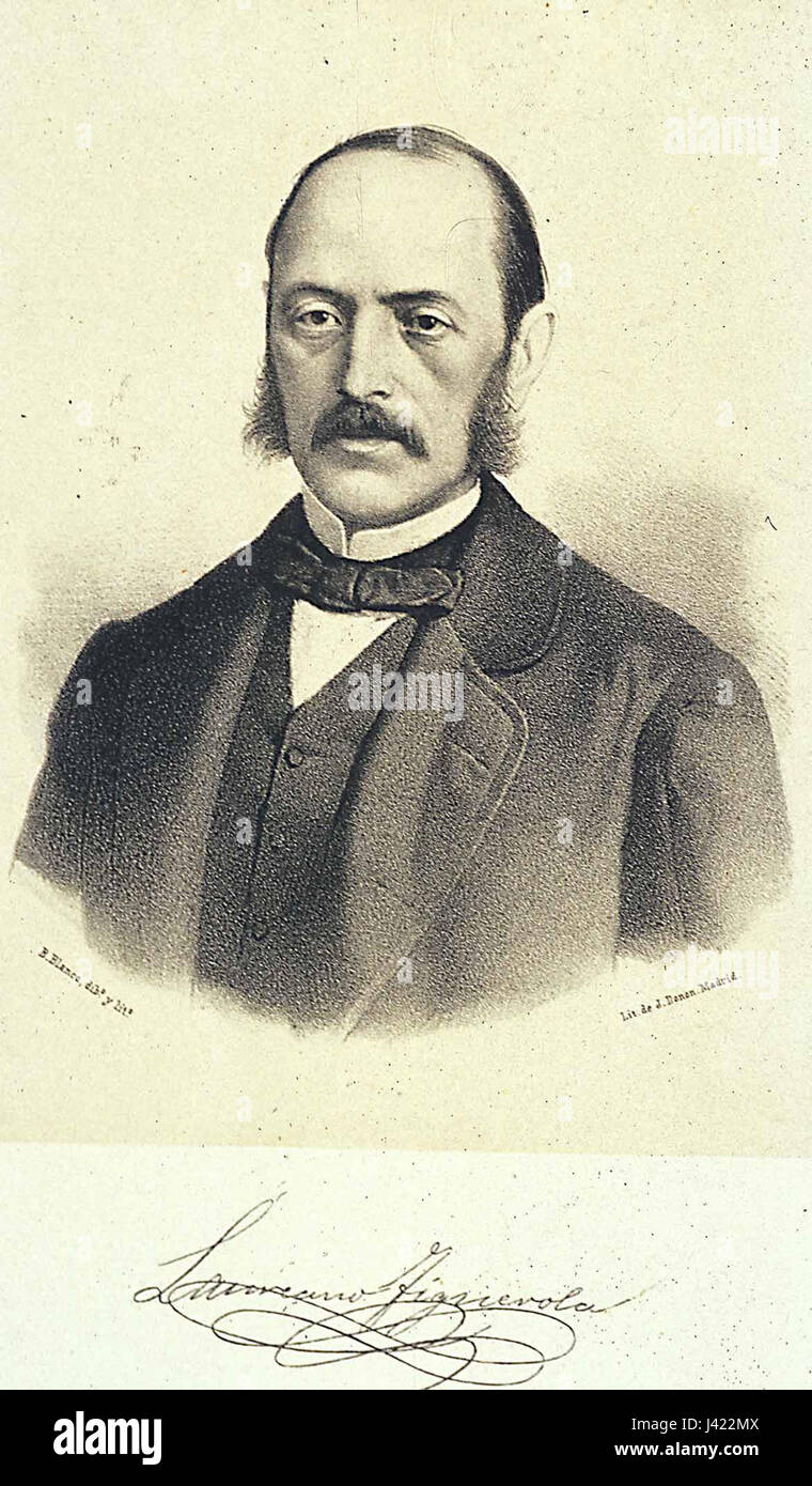 Laureano Figuerola war ein spanischer Ökonom und Staatsbeamter, der im 19. Jahrhundert für seine Arbeiten über Finanzpolitik und Wirtschaftstheorie bekannt war. Er trug zur Entwicklung der spanischen Finanz- und Wirtschaftswissenschaften bei. Stockfoto