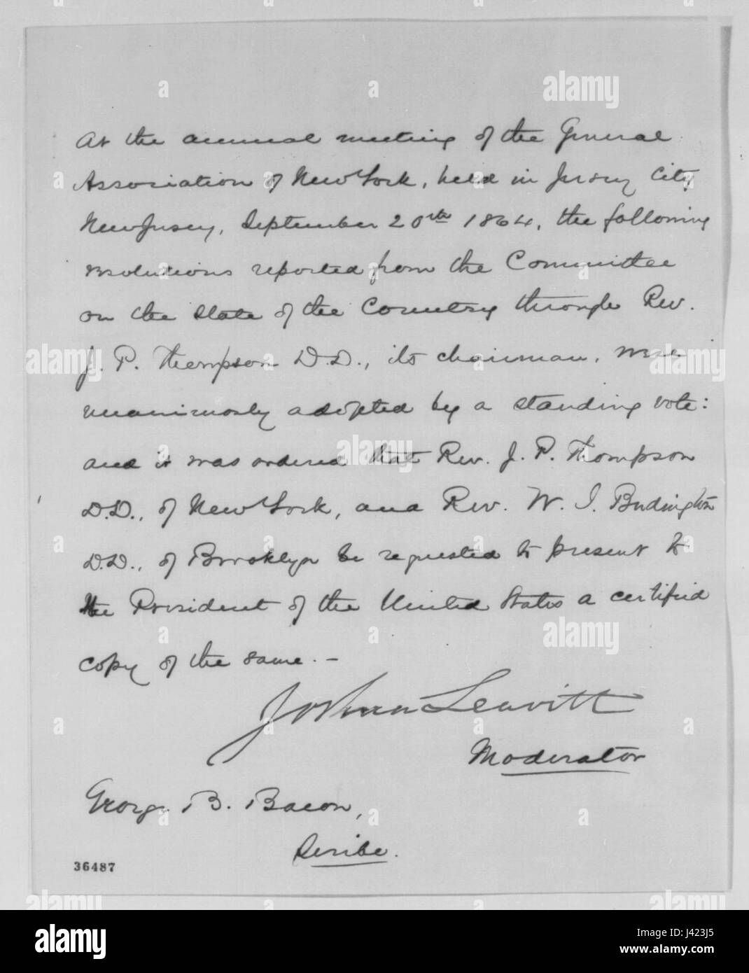 Dieser Verweis auf Leavitt Baconâ Arbeit über Abraham Lincoln unterstreicht die historische Bedeutung des amerikanischen Präsidenten. Das Werk umfasst Lincolnâ Leben, politische Karriere und Führung während des Amerikanischen Bürgerkriegs. Stockfoto