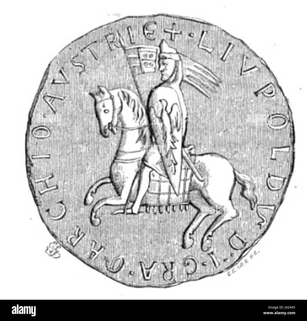 Dieser Titel bezieht sich wahrscheinlich auf eine Figur namens Leopold, möglicherweise eine adlige oder historische Figur, die für den Titel „Marchio“ bekannt ist, was sich auf einen Marquis oder einen adligen Rang in der europäischen Aristokratie bezieht. Stockfoto