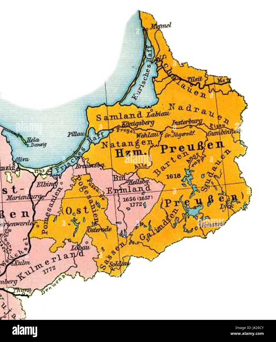 Karte von Ostpreußen 1648 Stockfoto