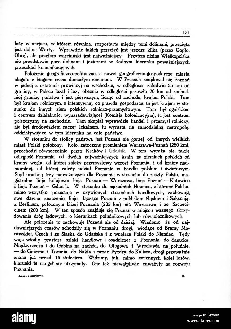 Historisches Dokument aus dem *KsiÄ™ga PamiÄ…tkowa Miasta Poznania*, das eine bedeutende Seite zum kulturellen und historischen Erbe von PoznaÅ„zeigt. Stockfoto