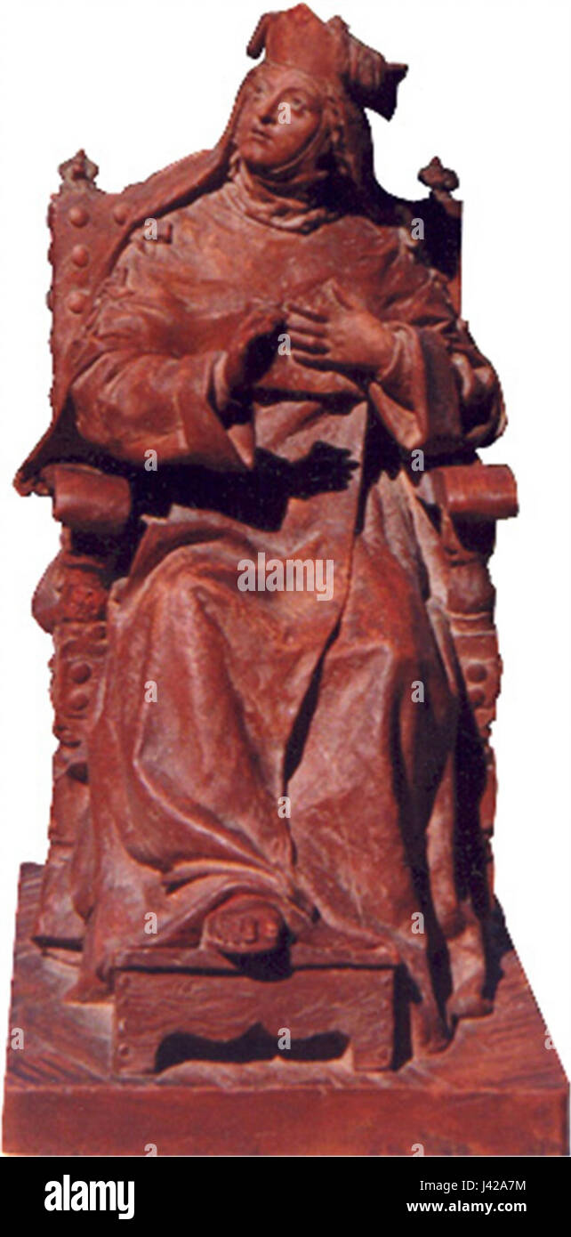 L. Gilabertâ 'Santa Teresa' bezieht sich auf ein Werk des Künstlers, das möglicherweise die Heilige Teresa von Ã vila darstellt. Das Kunstwerk fängt die religiöse und spirituelle Bedeutung des heiligen in der katholischen Tradition ein. Stockfoto