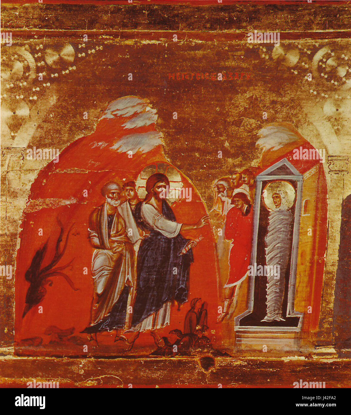 Lazarus Wunder Symbol Sinai des 13. Jahrhunderts Stockfoto