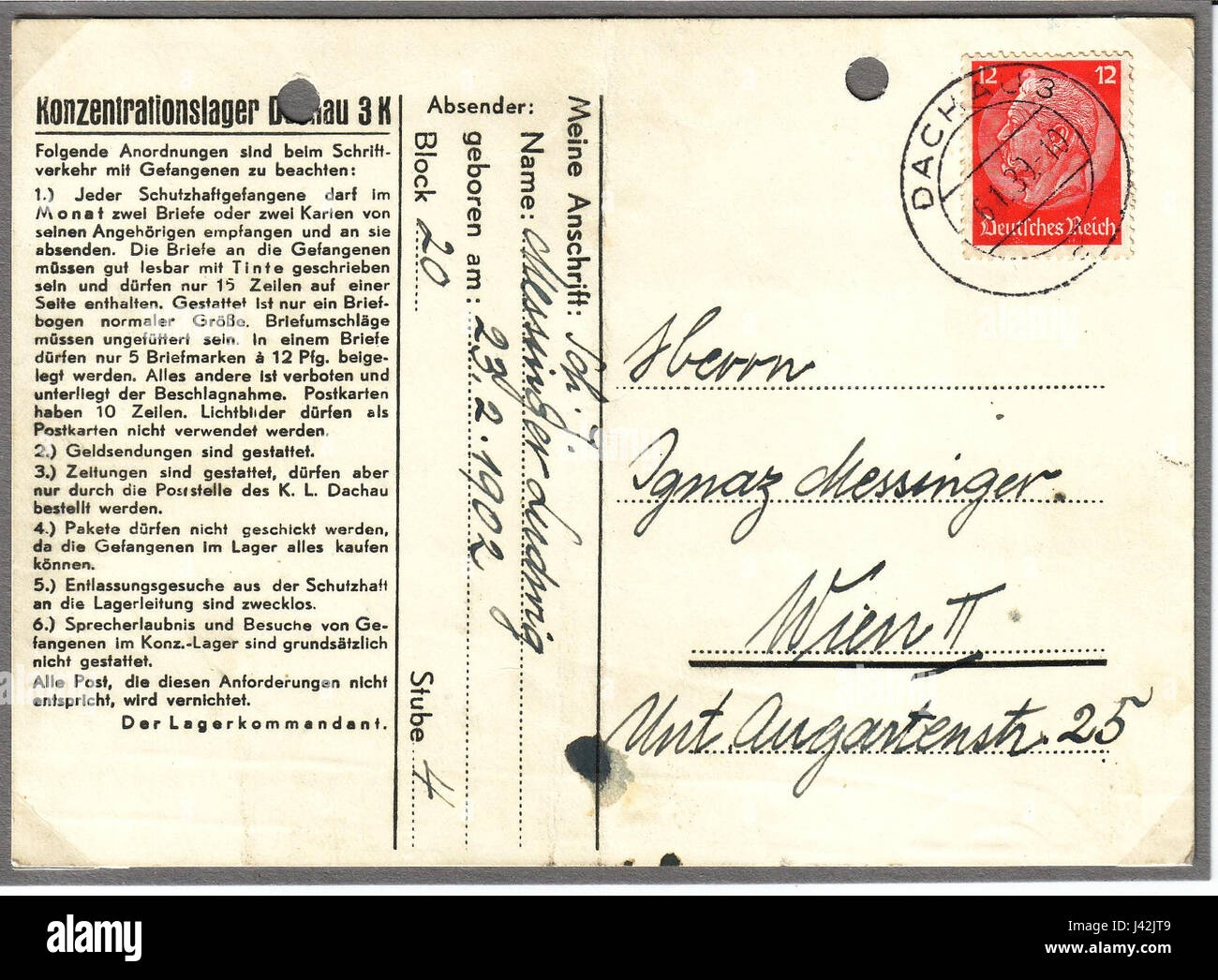 KZ Dachau Reichsprogromnacht Stockfoto