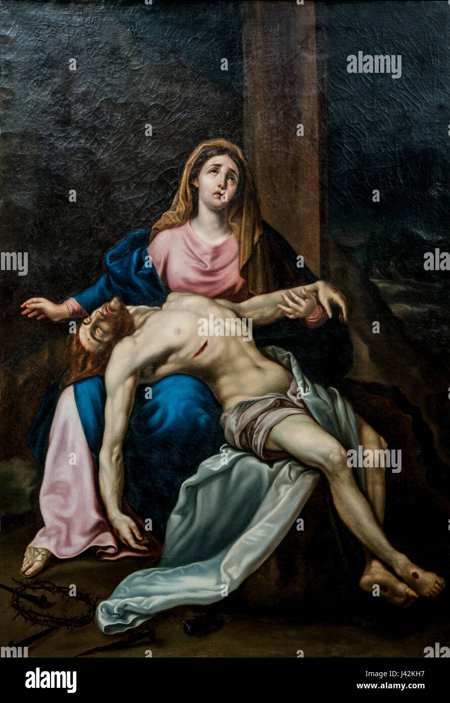 La Piedad ist eine Skulptur von Antonio JosÃ Carranza, die die Jungfrau Maria mit dem Leib Christi darstellt. Das Werk ist für seine emotionale Tiefe und religiöse Bedeutung in der christlichen Kunst bekannt. Stockfoto