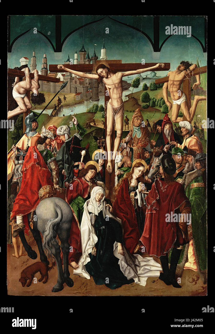 „Maestro Bartolome Crucifixion“ bezieht sich auf ein Kunstwerk eines unbekannten Künstlers, das die Kreuzigung Christi darstellt. Das Werk befindet sich in Tucson, Arizona, und ist für die Erforschung religiöser Kunst aus der Kolonialzeit von Bedeutung. Stockfoto