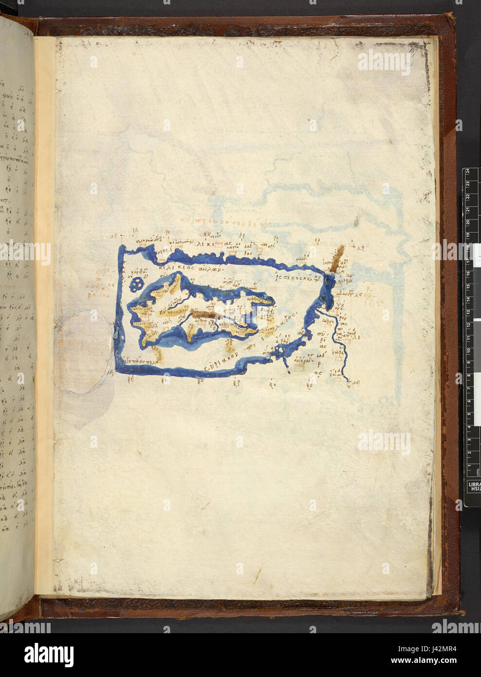 Karte nach Ptolemäus Geographia (Burney MS 111, f.74r) Stockfoto