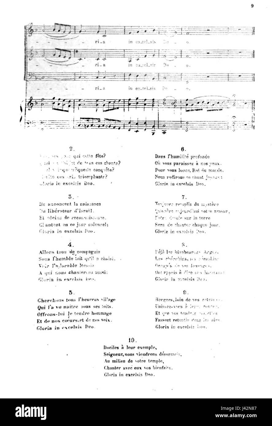 „Les Anges dans nos campagnes 2“ ist ein berühmtes französisches weihnachtslied, das für seine Melodie und Texte zur Feier der Geburt Christi bekannt ist. Das Lied beschreibt die Engel, die den Hirten die Ankunft Christi ankündigen. Es ist ein geschätzter Teil der französischen Weihnachtstradition. Stockfoto