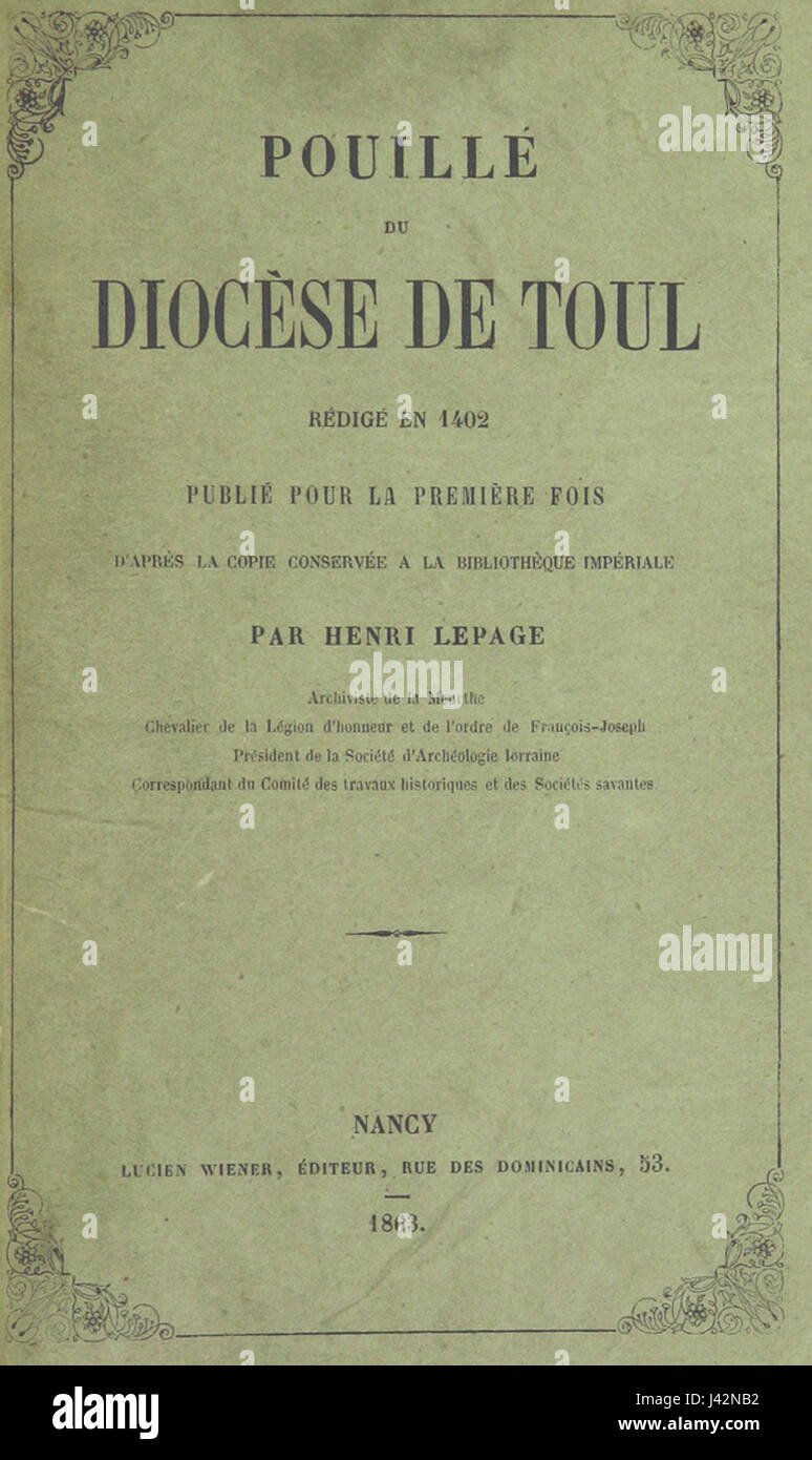 Lepage(1863) Pouille du Diözese de Toul Stockfoto