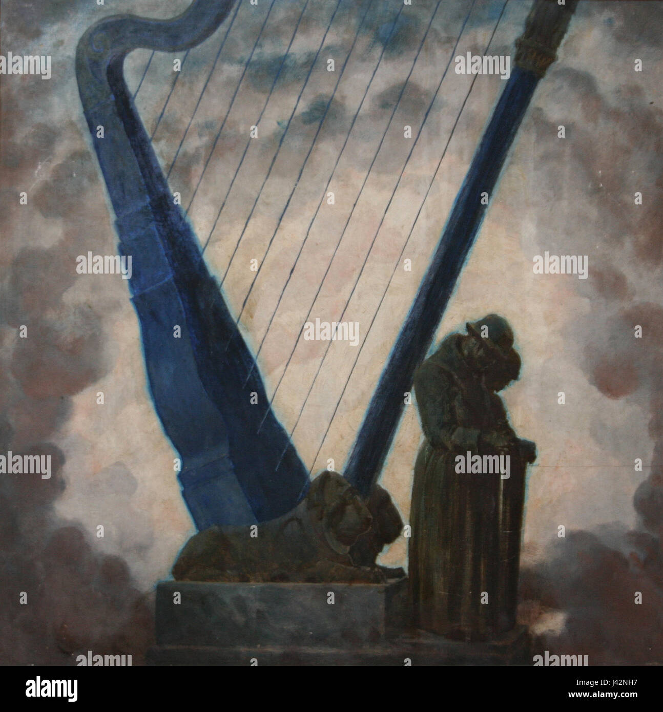 Max Frey Denkmal Vor Harfe Stockfoto