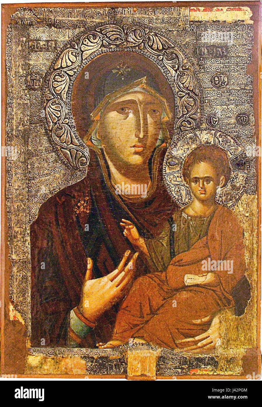 Mary Odigitria, II die Hälfte des XIII Jahrhundert, Kirche St. Maria Perivleptos, Ohrid Icon Gallery Stockfoto