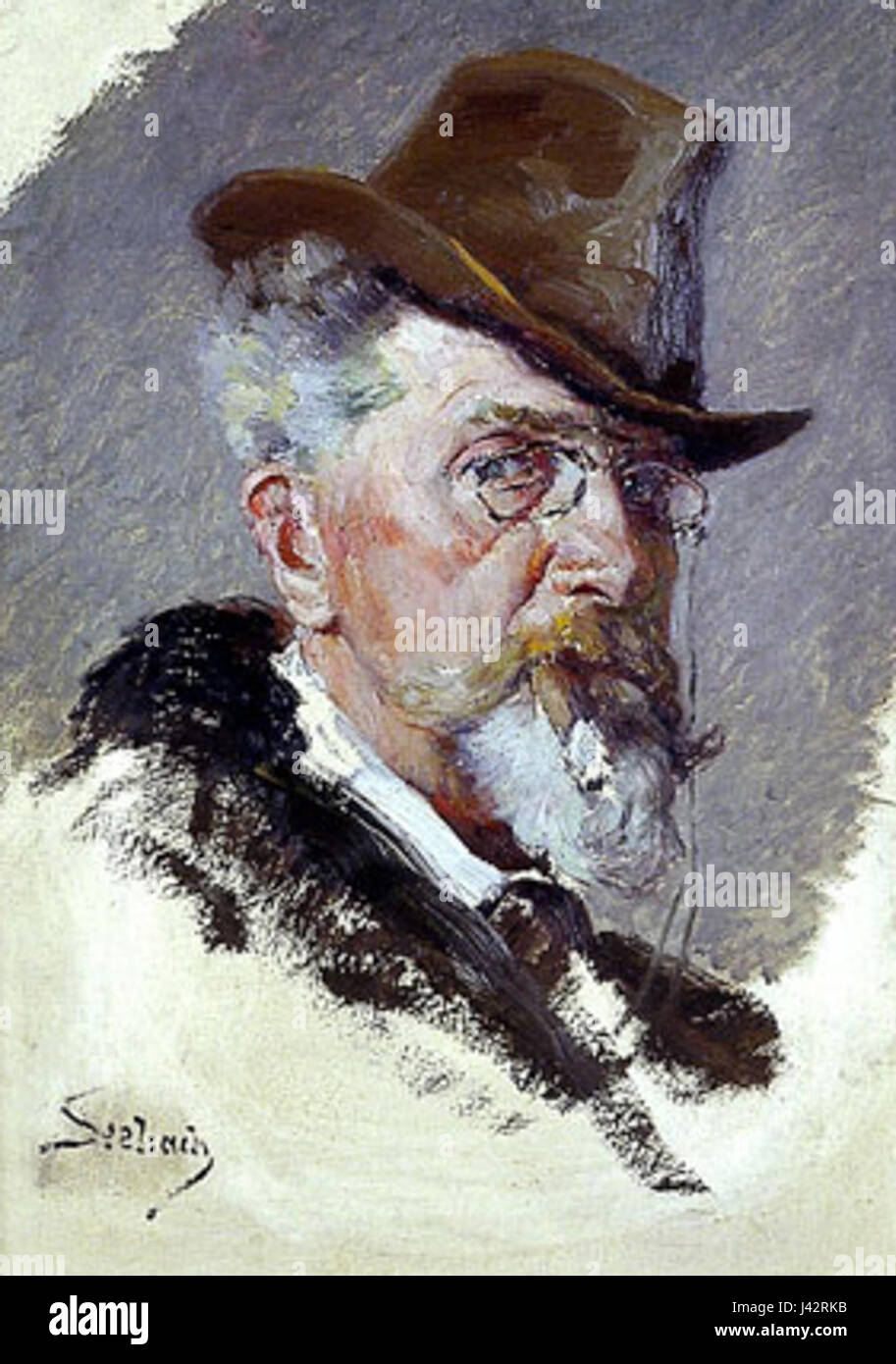 Lothar von Seebachs Selbstbildnis bezieht sich auf ein Selbstbildnis des deutschen Künstlers, das sein Bild und seinen Stil im 19. Jahrhundert einfängt. Stockfoto