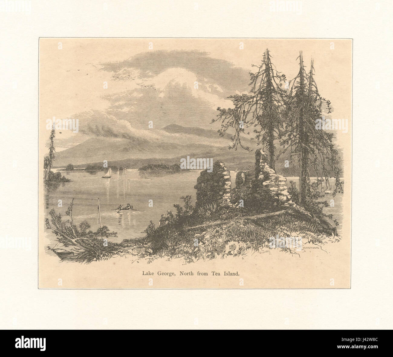 Lake George, nördlich von Tee-Insel (NYPL Hades 280233 1253515) Stockfoto