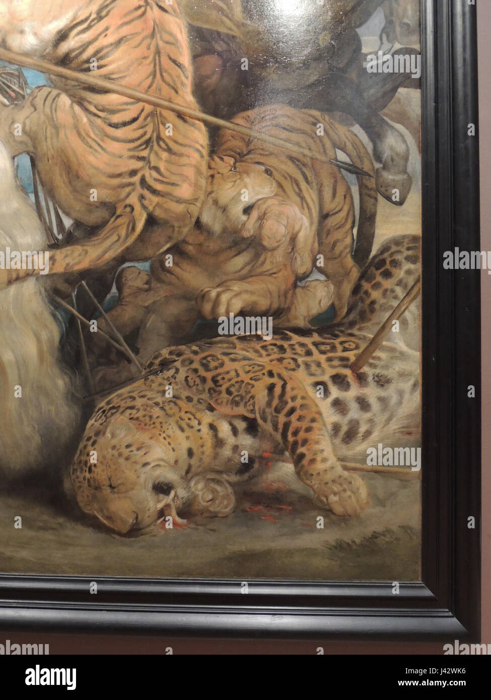 "La Chasse au Tigre 4" bezieht sich auf ein Kunstwerk oder eine Darstellung, die eine Tigerjagd beinhaltet. Der Titel bezieht sich wahrscheinlich auf eine Reihe von Kunstwerken, die die traditionellen Jagdpraktiken mit Tigern hervorheben. Stockfoto